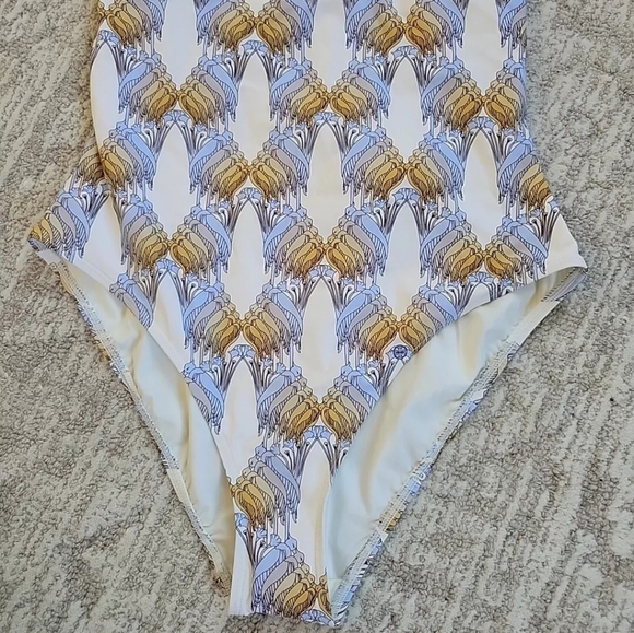 Tory Burch Printed Clip Tank Swimsuit One Piece Sand Deco Crane - Picture 4 of 16